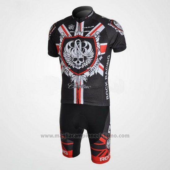 2010 Abbigliamento Ciclismo Rock Racing Nero e Rosso Manica Corta e Salopette